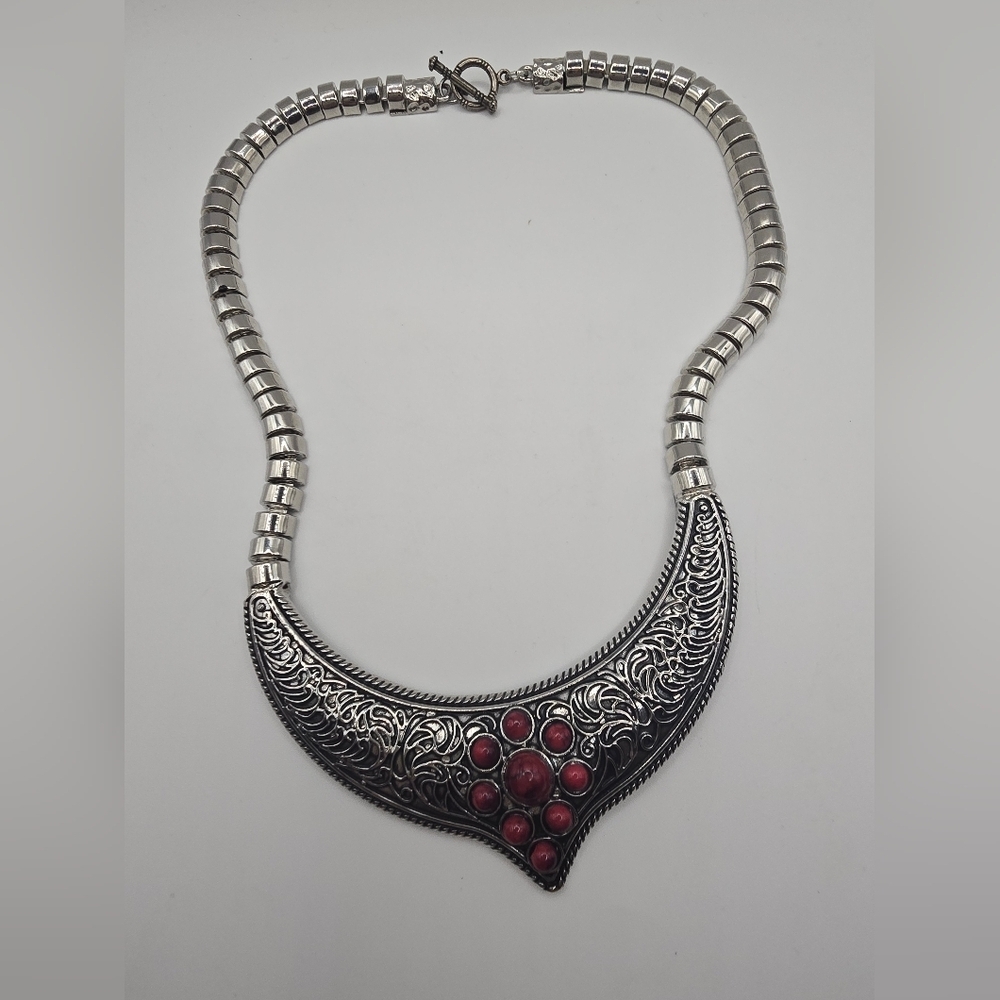 Vintage RARE Tribal Turkish Style Faux Coral Necklace